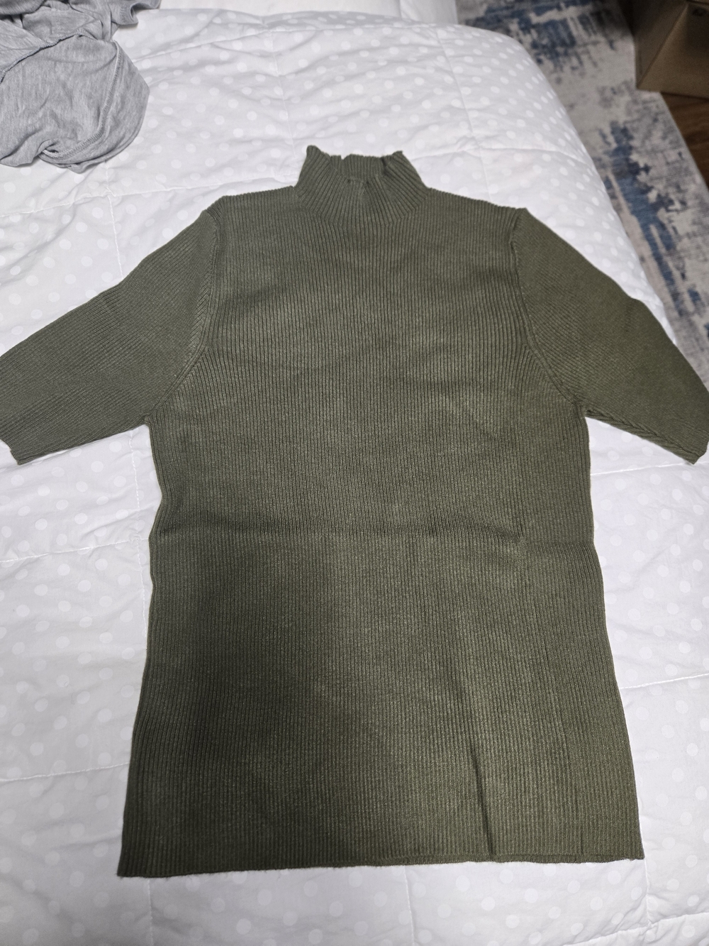 Zenana Outfitters Olive Green Ribbed Mock Neck Sweater